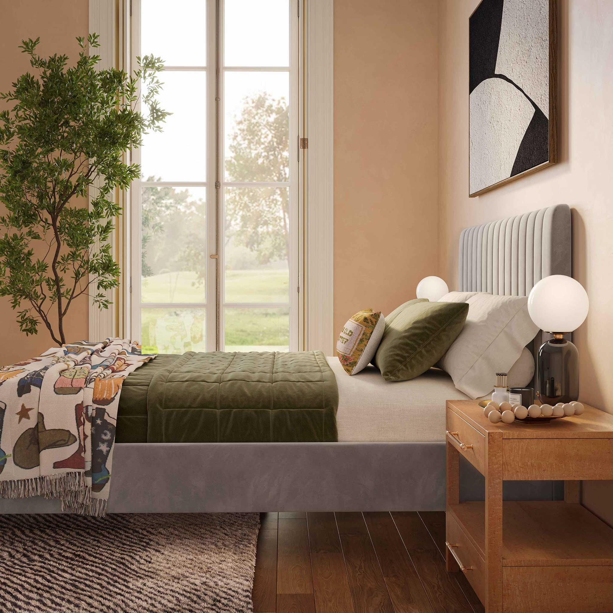 Angelina Velvet Bed Gray - Image 8