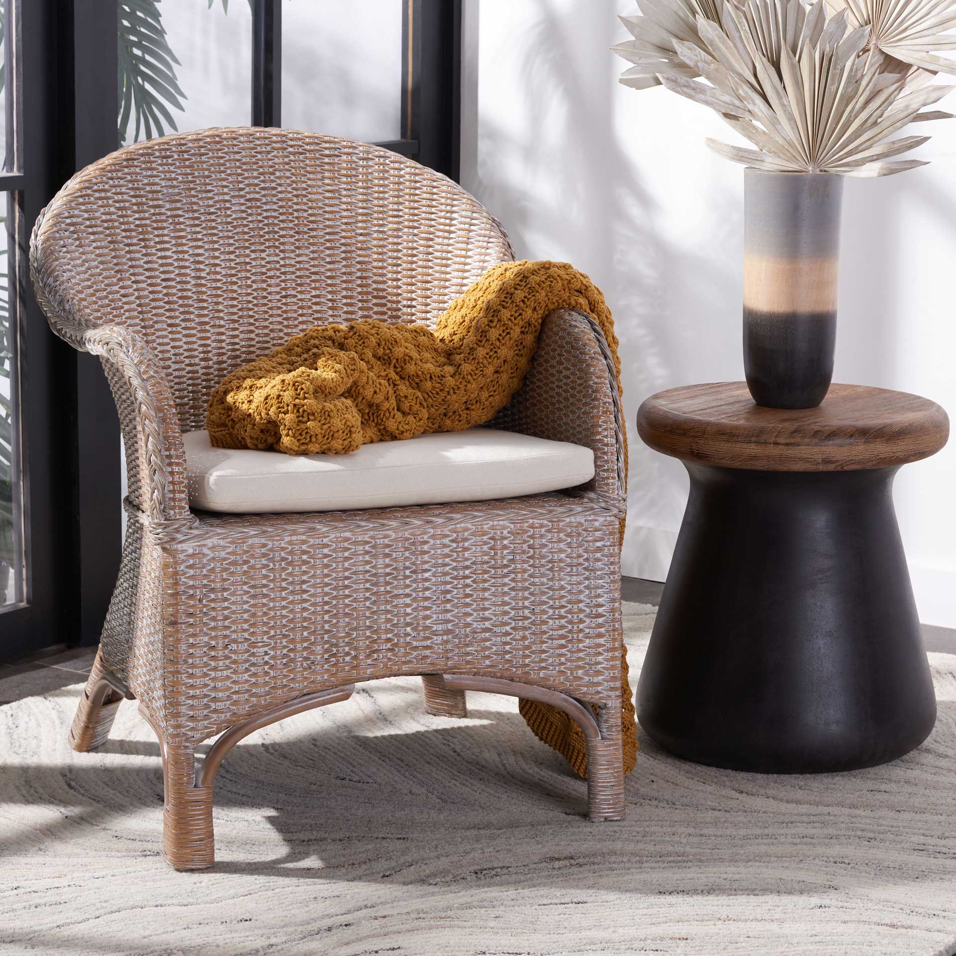 Angelo Accent Chair With Cushion Gray White Wash/White - Image 7