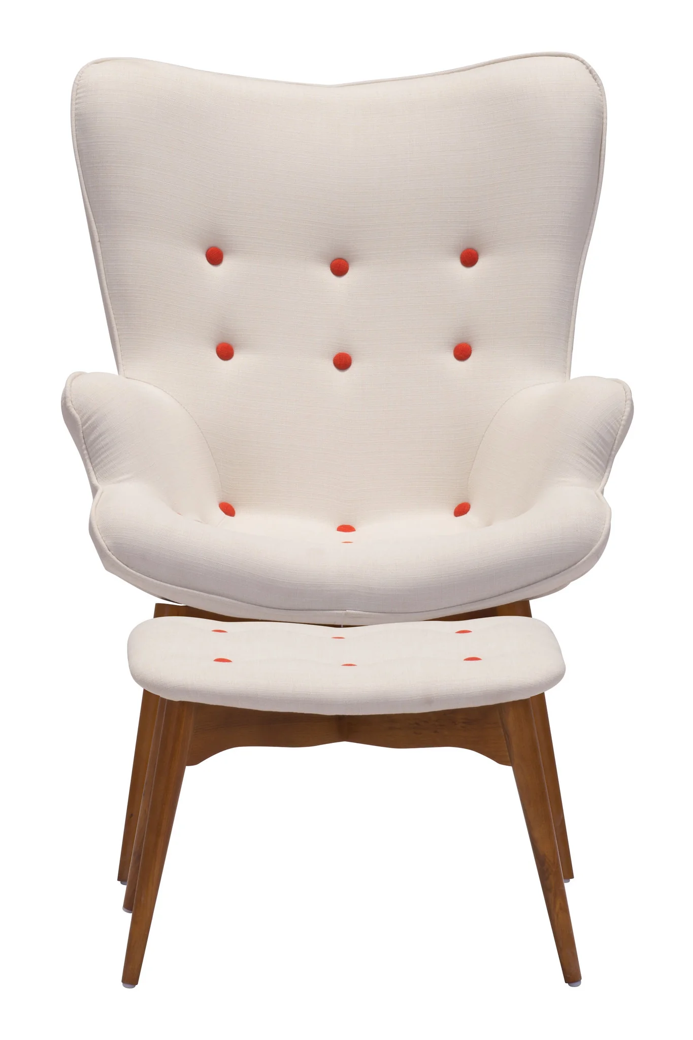 Antares Occasional Chair & Ottoman Cream - Image 2
