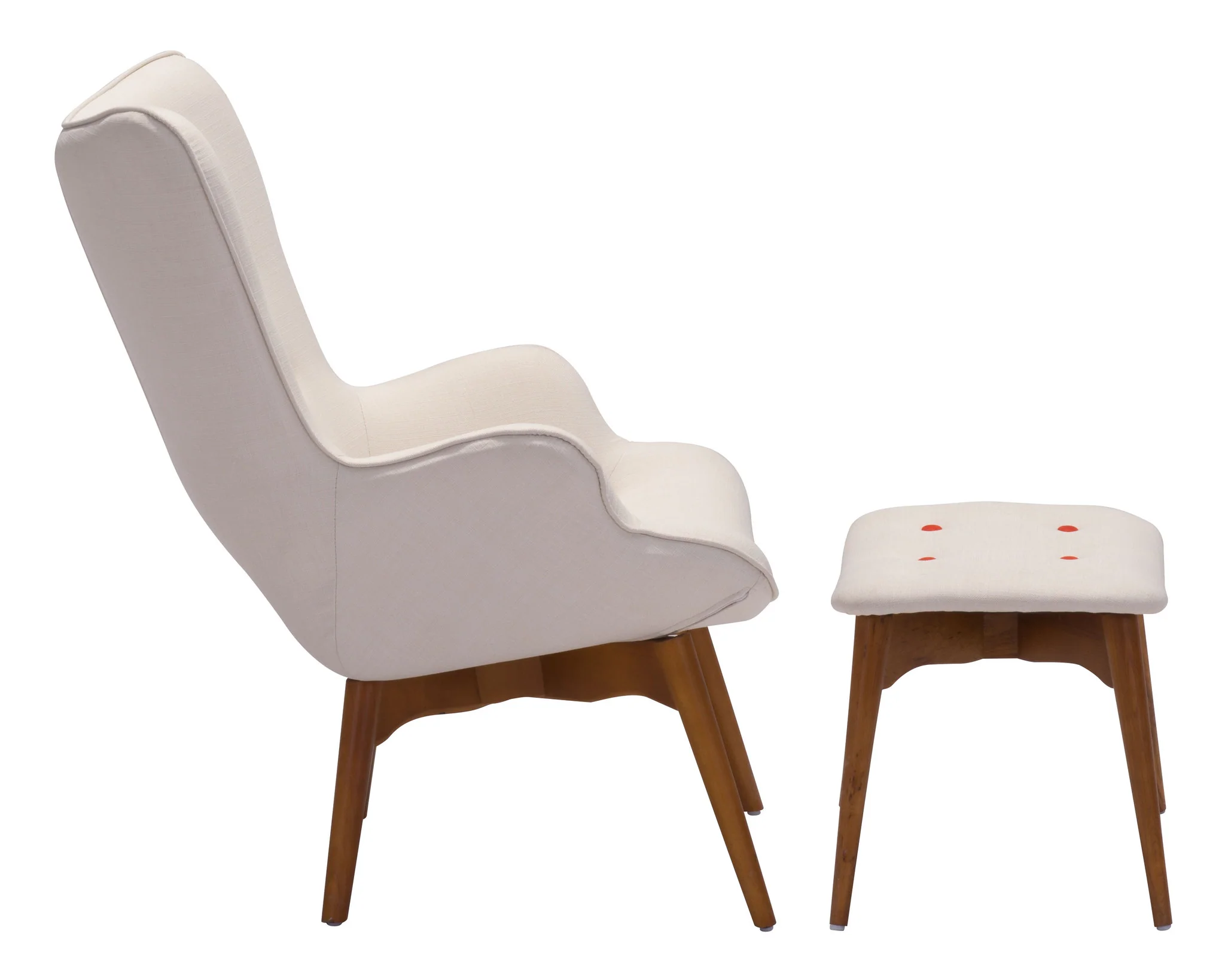 Antares Occasional Chair & Ottoman Cream - Image 3