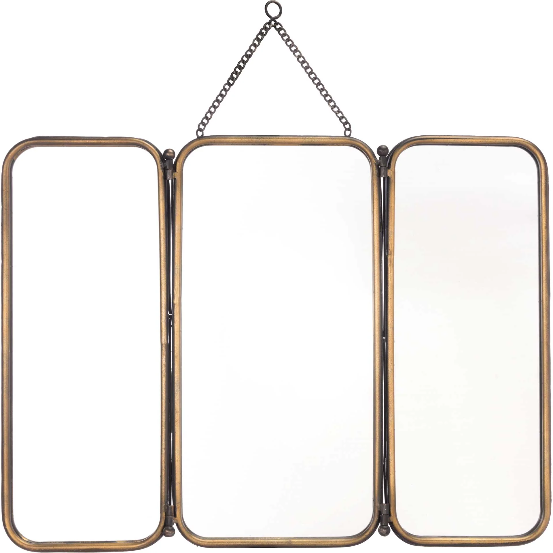 Antique Tri Section Mirror Gold