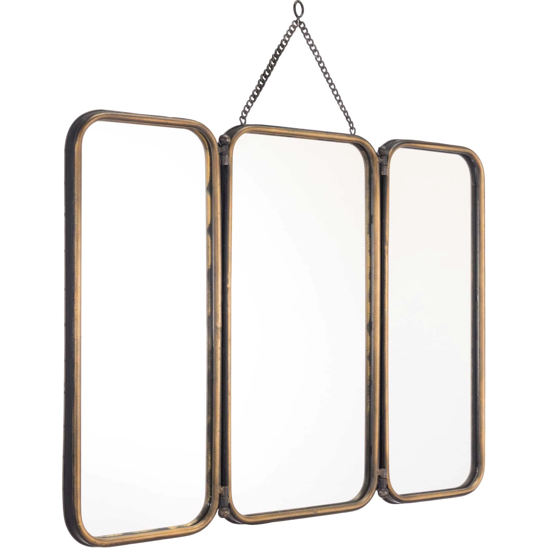 Antique Tri Section Mirror Gold - Image 2
