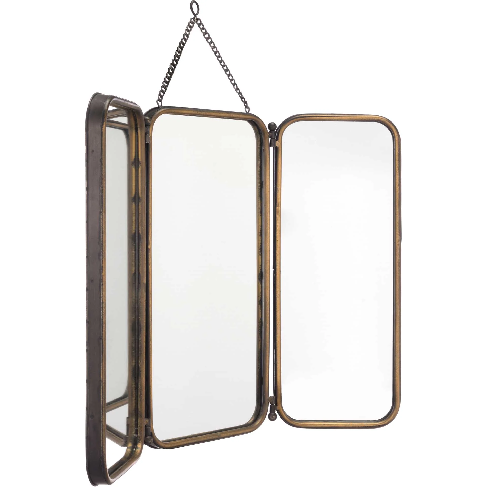 Antique Tri Section Mirror Gold - Image 3
