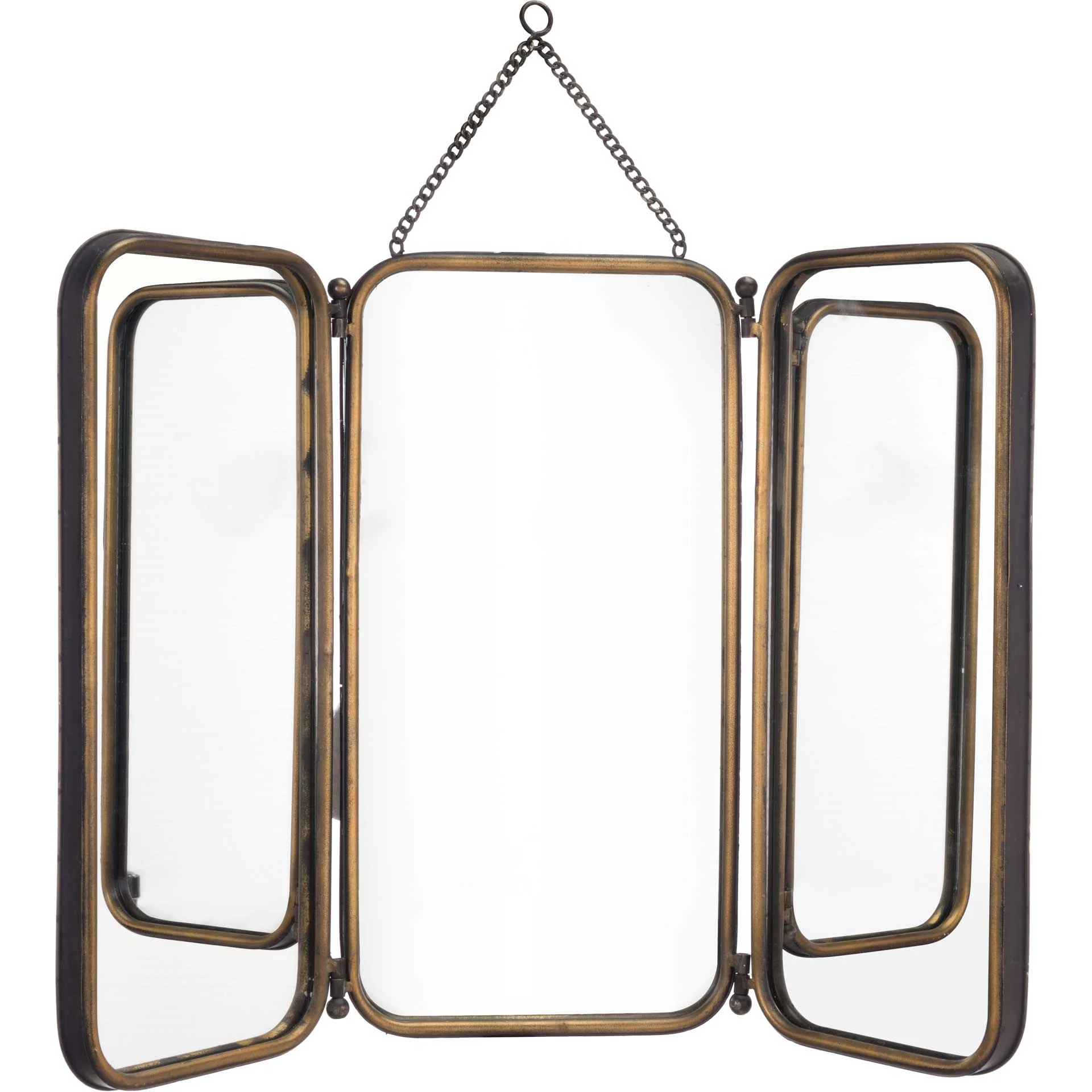 Antique Tri Section Mirror Gold - Image 4