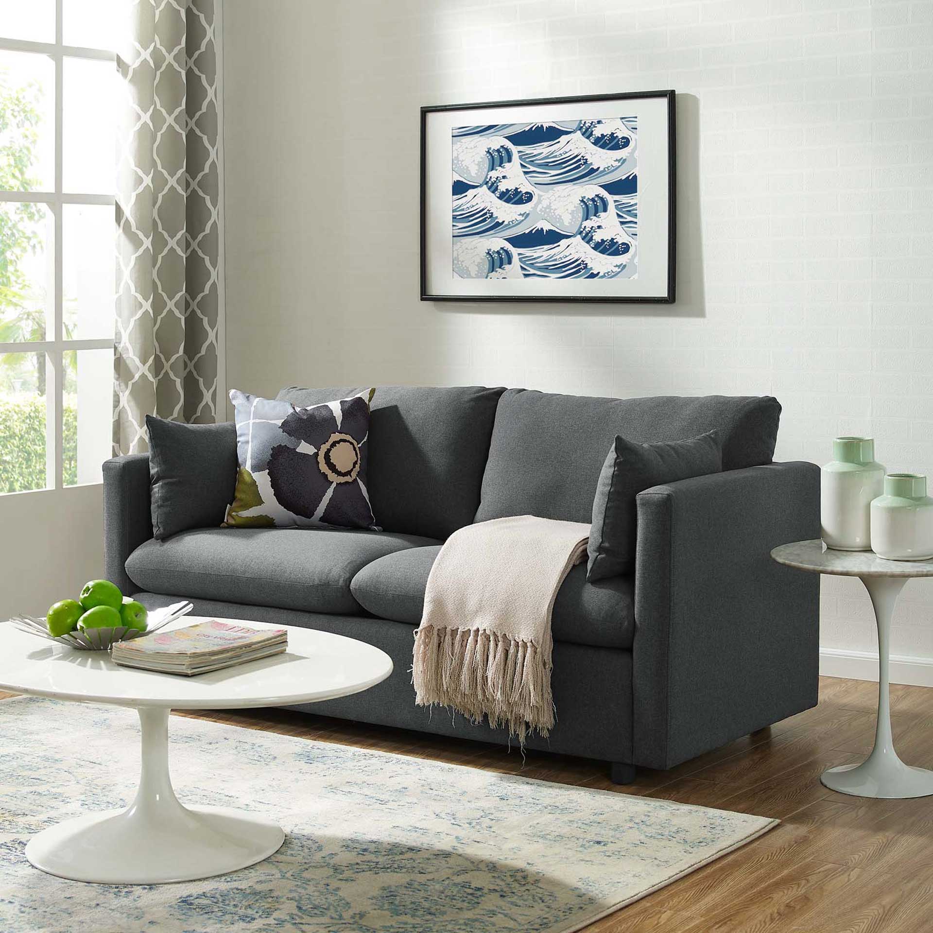 Antonio Upholstered Fabric Sofa Gray - Image 8