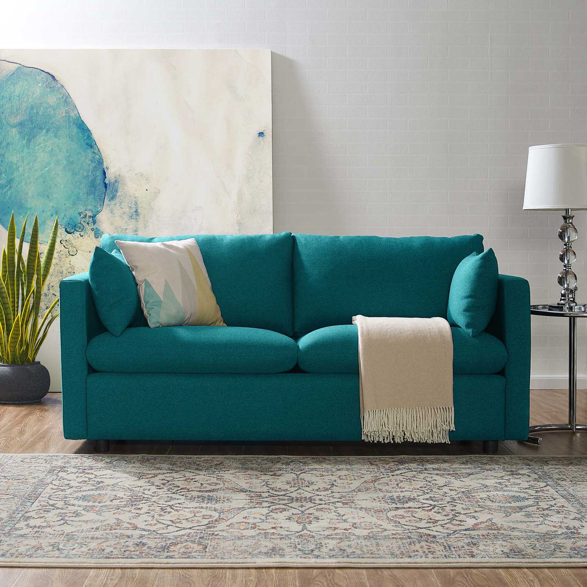 Antonio Upholstered Fabric Sofa Teal - Image 8