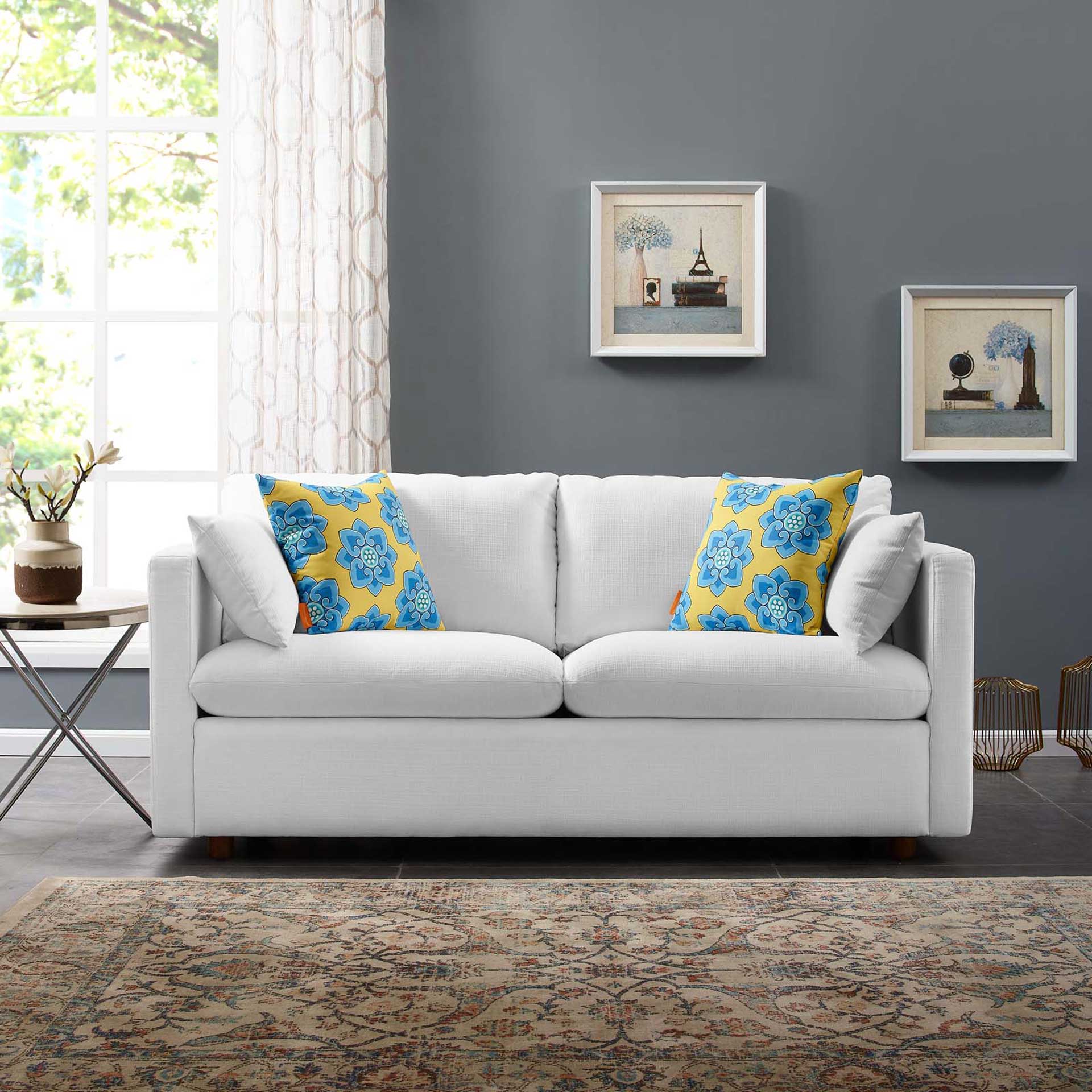 Antonio Upholstered Fabric Sofa White - Image 8