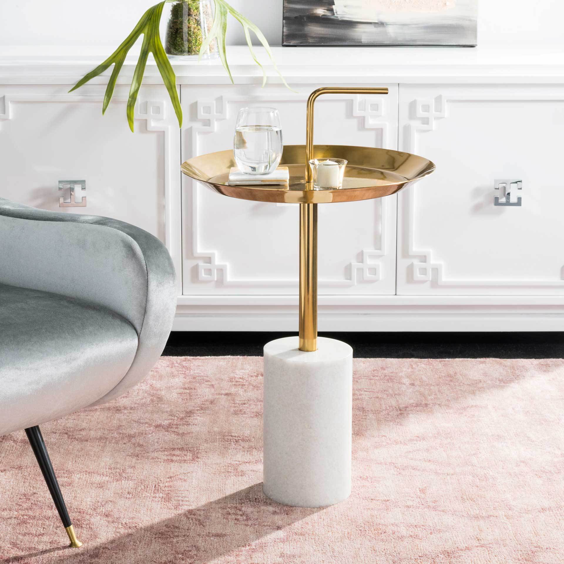 April Round Brass Top Side Table - Image 2