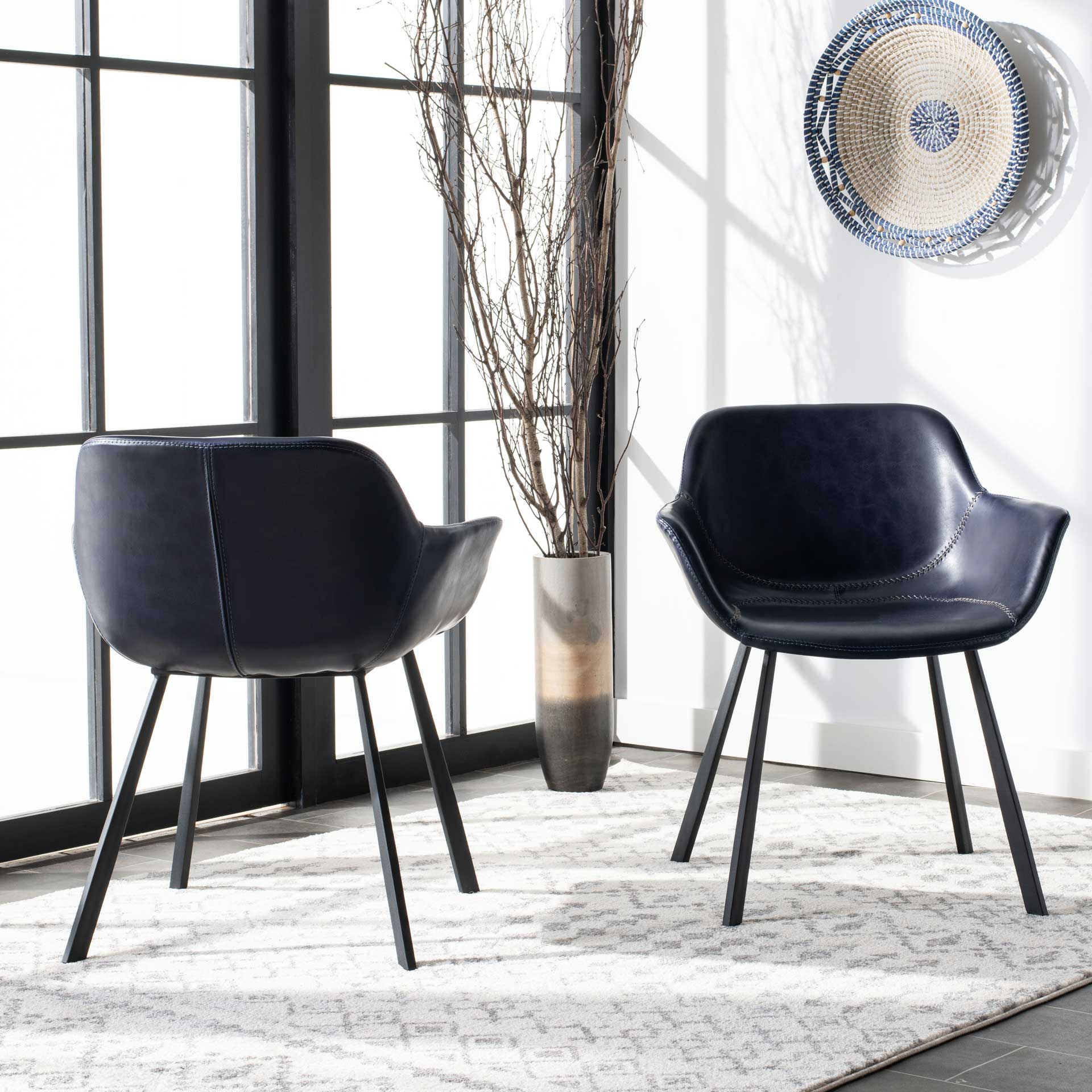Ara Mid Century Dining Chair Midnight Blue/Black (Set of 2) - Image 9