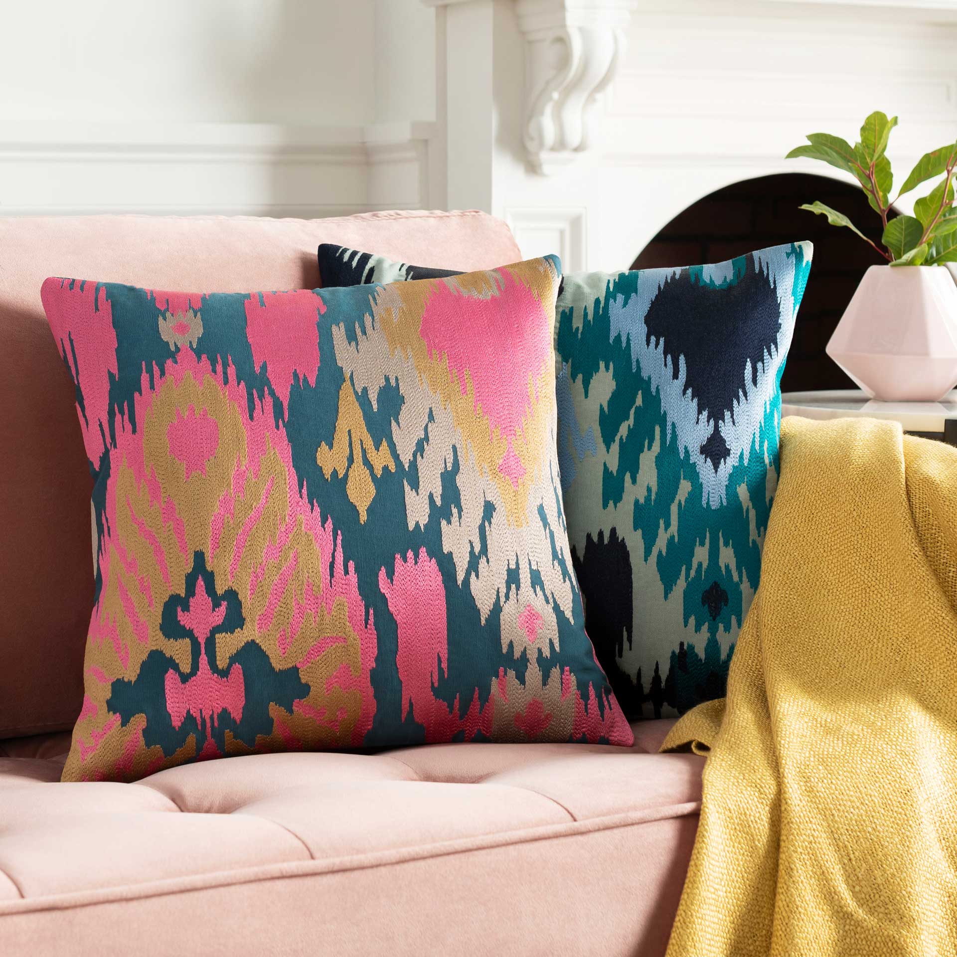 Arabella Pillow Bright Pink/Teal/Mustard - Image 2