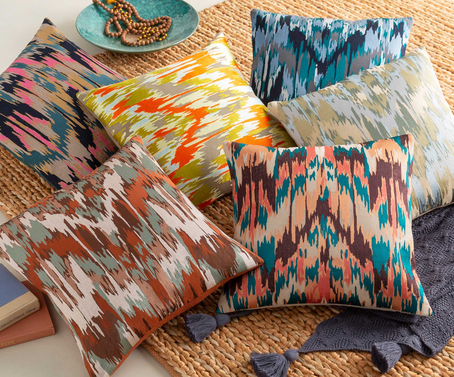 Arabella Pillow Navy/Teal/Mustard - Image 2