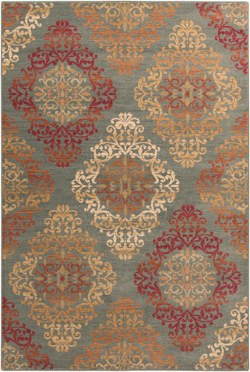 Arabesque Moss/Burgundy Area Rug - Image 2