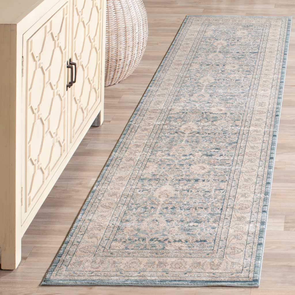 Archive Floral Blue/Gray Runner Rug - Image 2