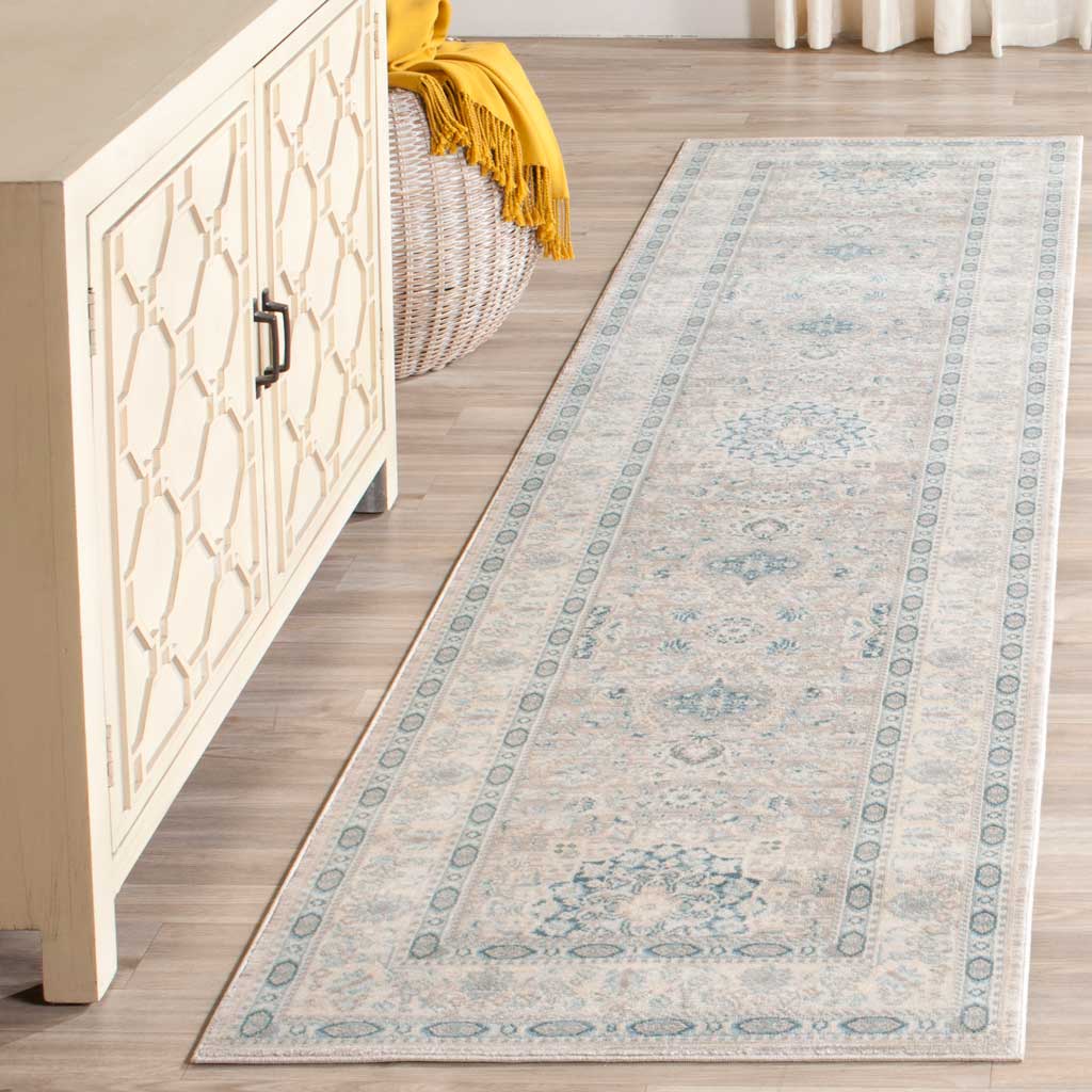 Archive Floral Gray/Blue Runner Rug - Image 2