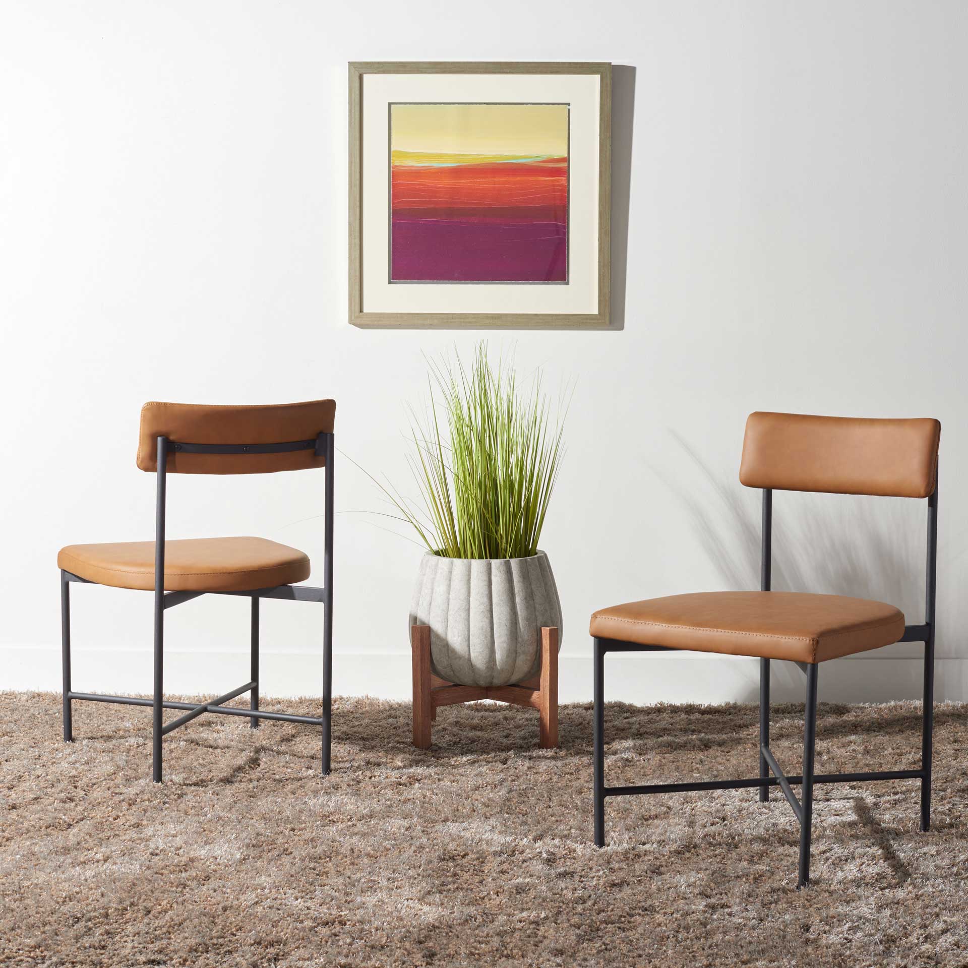 Arden Dining Chairs Cognac/Black (Set of 2) - Image 5