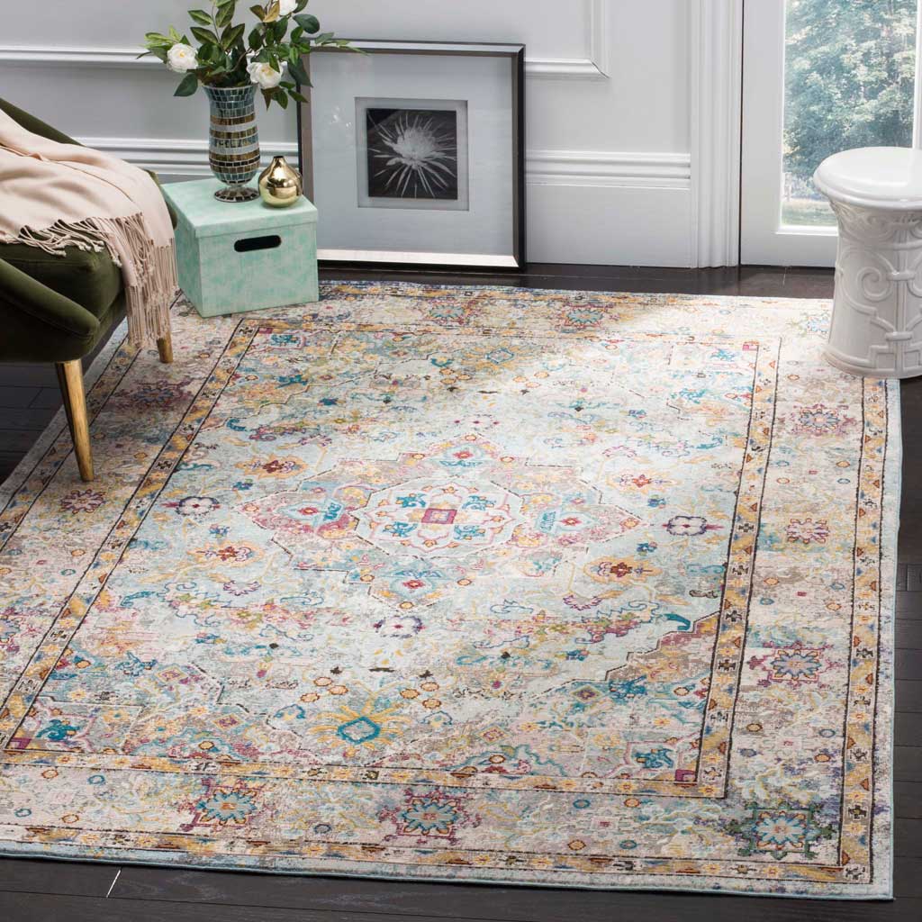 Aria Beige/Blue Area Rug - Image 4