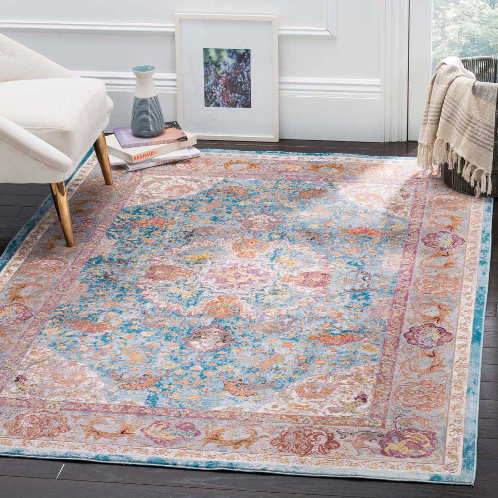 Aria Blue/Orange Area Rug - Image 4