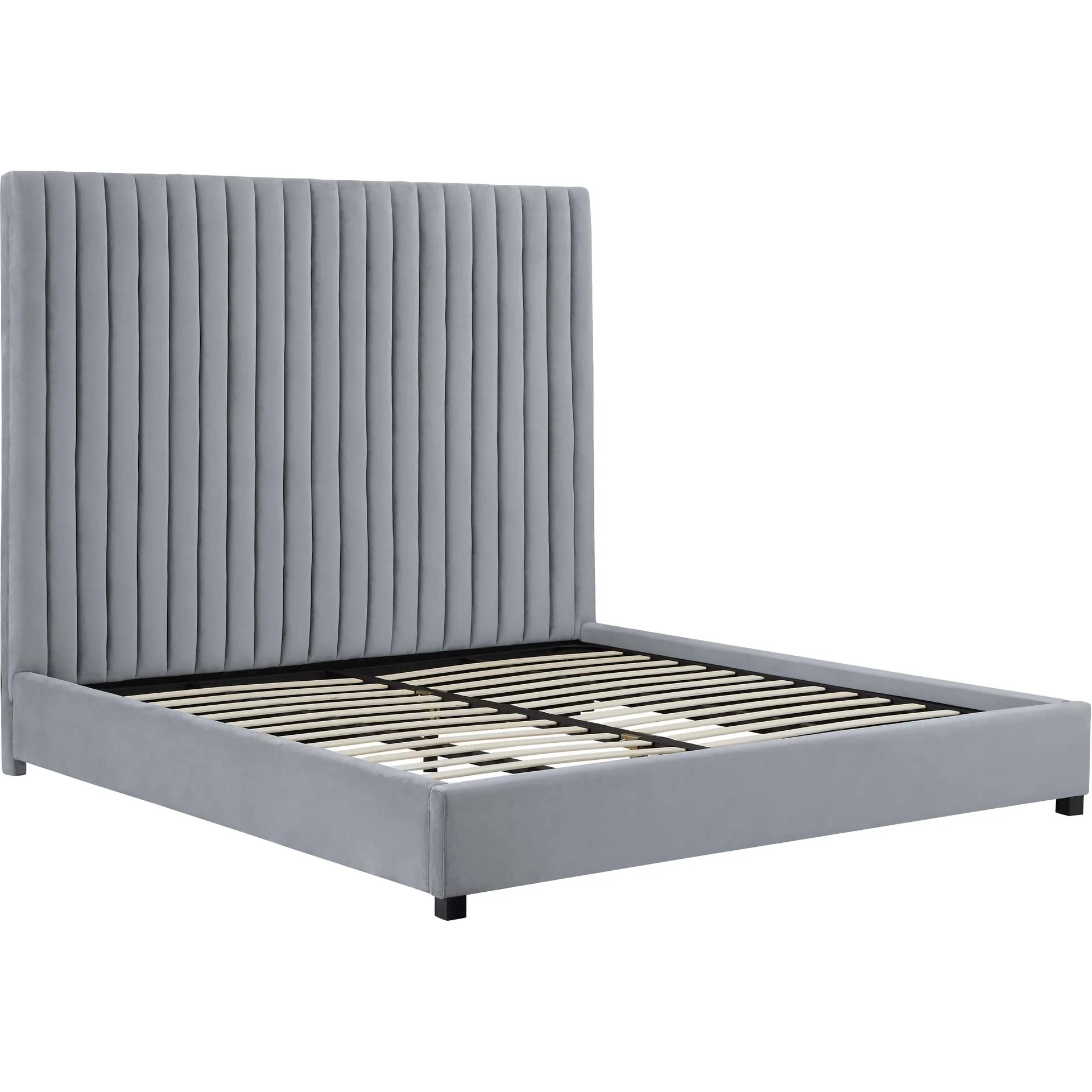 Ariah Velvet Bed Gray - Image 3