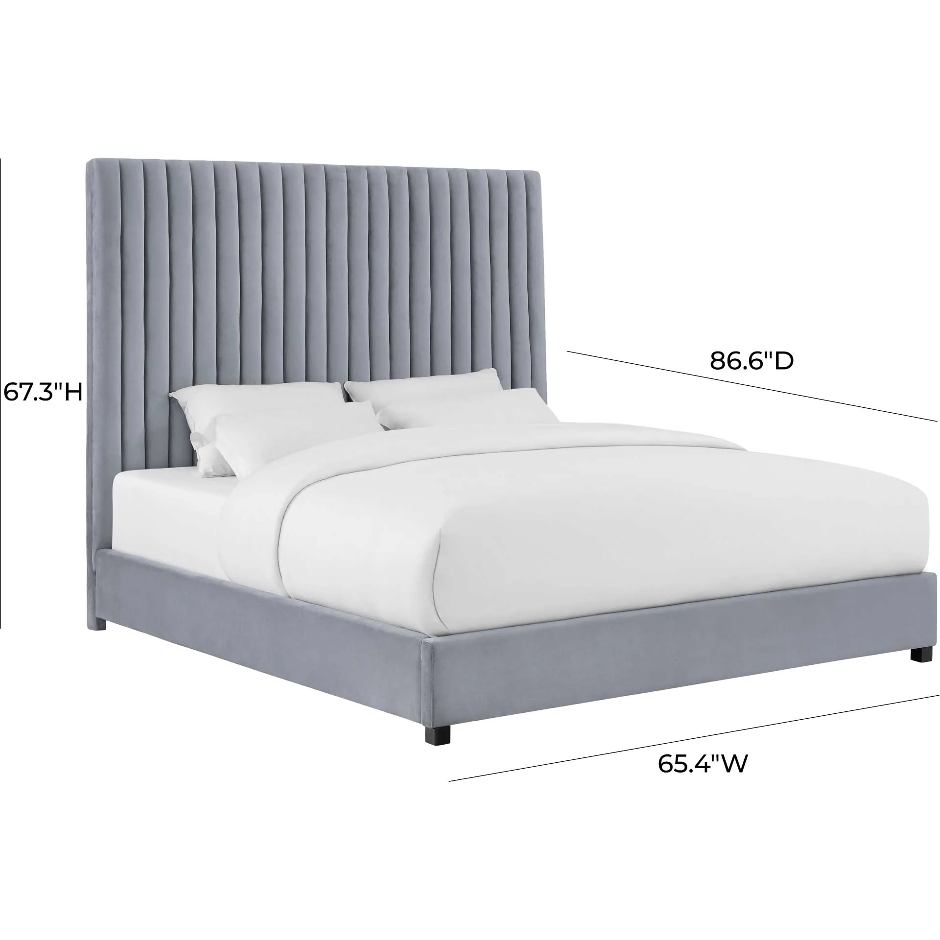 Ariah Velvet Bed Gray - Image 5