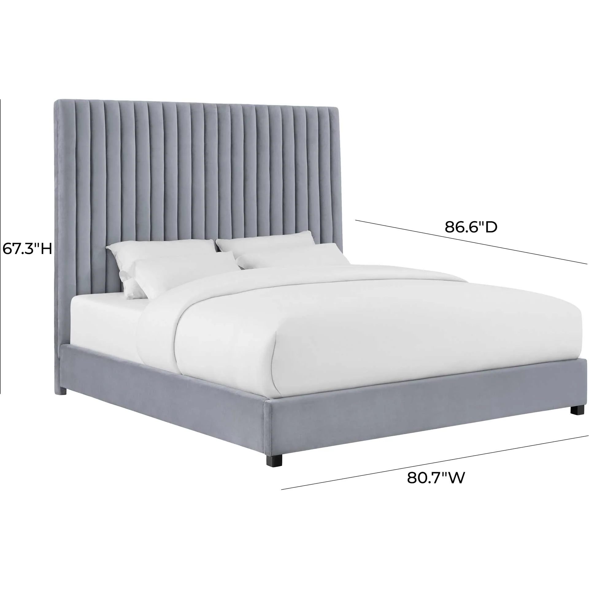 Ariah Velvet Bed Gray - Image 6