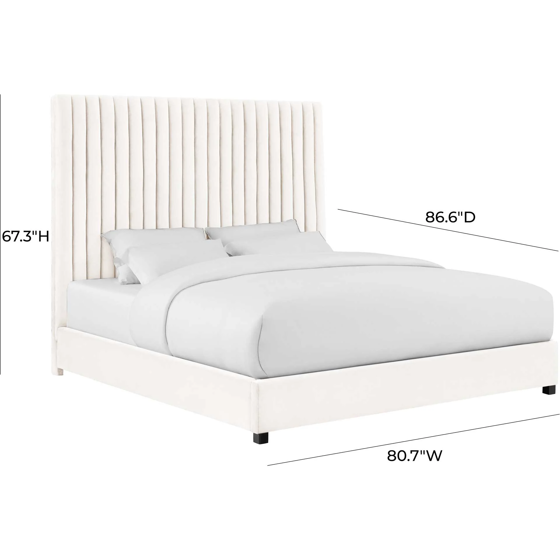 Ariah Velvet Bed White - Image 6