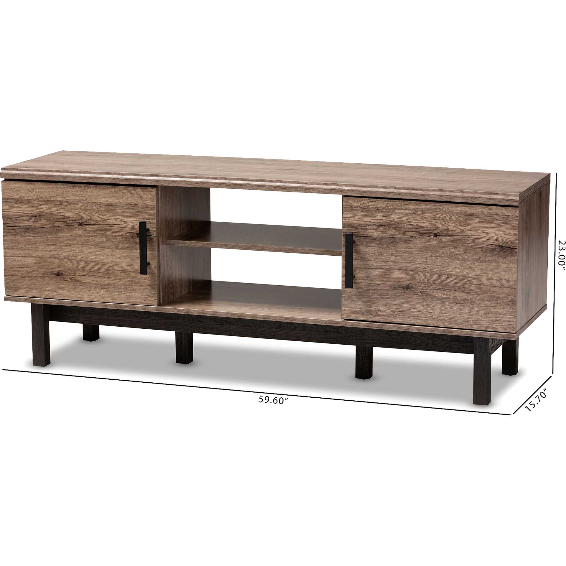 Ariel 2-Door TV Stand Oak/Black - Image 6