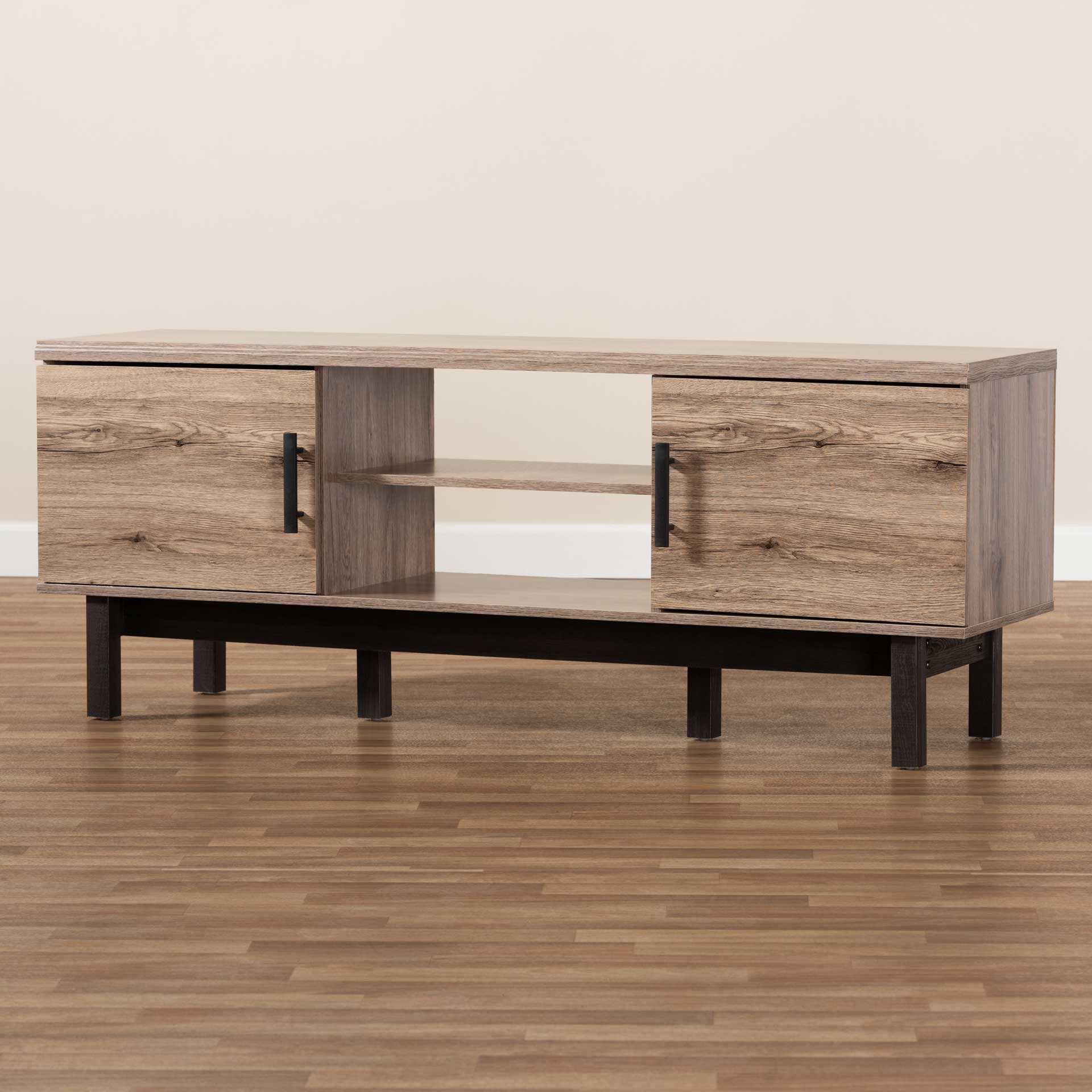 Ariel 2-Door TV Stand Oak/Black - Image 7