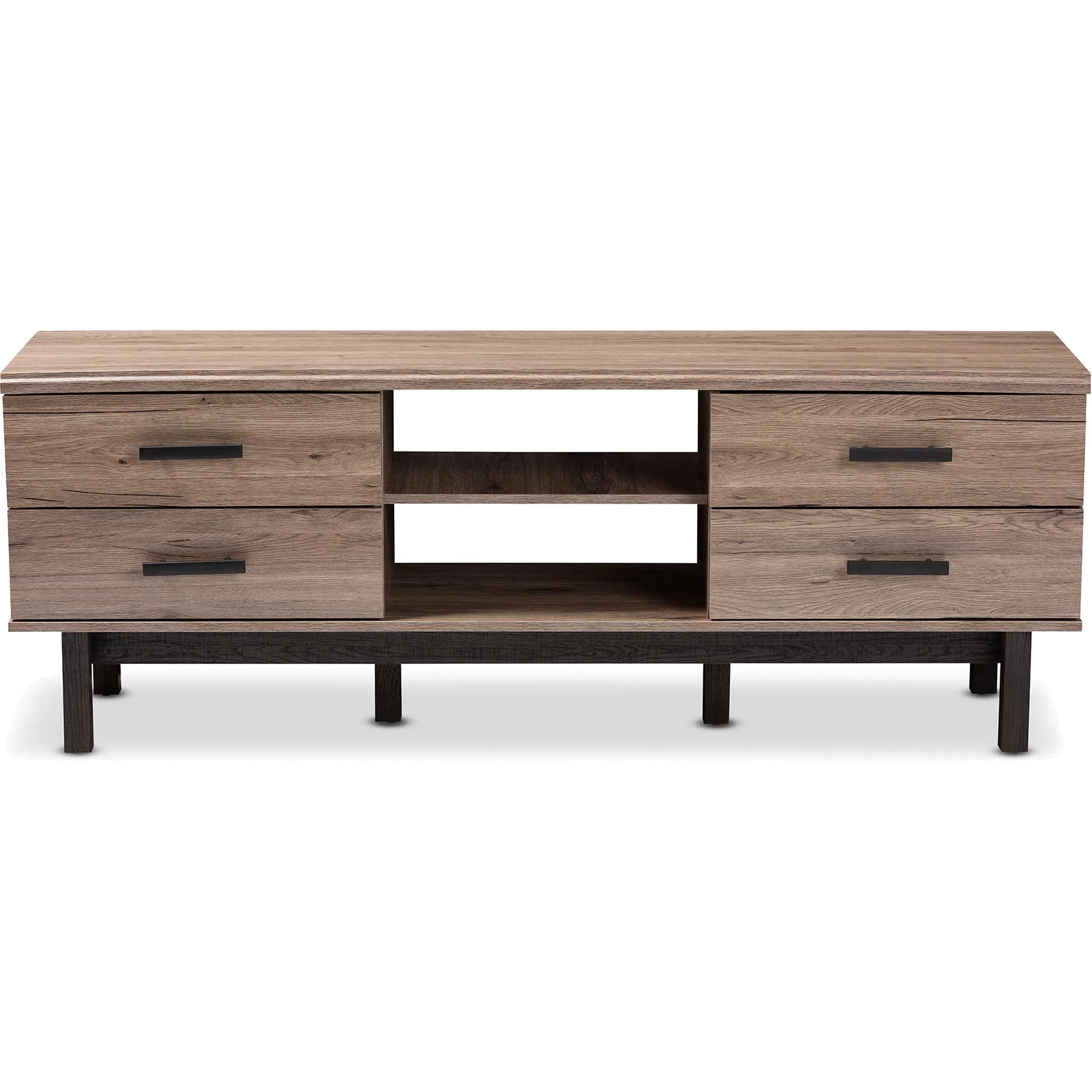 Ariel 4-Drawer TV Stand Oak/Black - Image 2