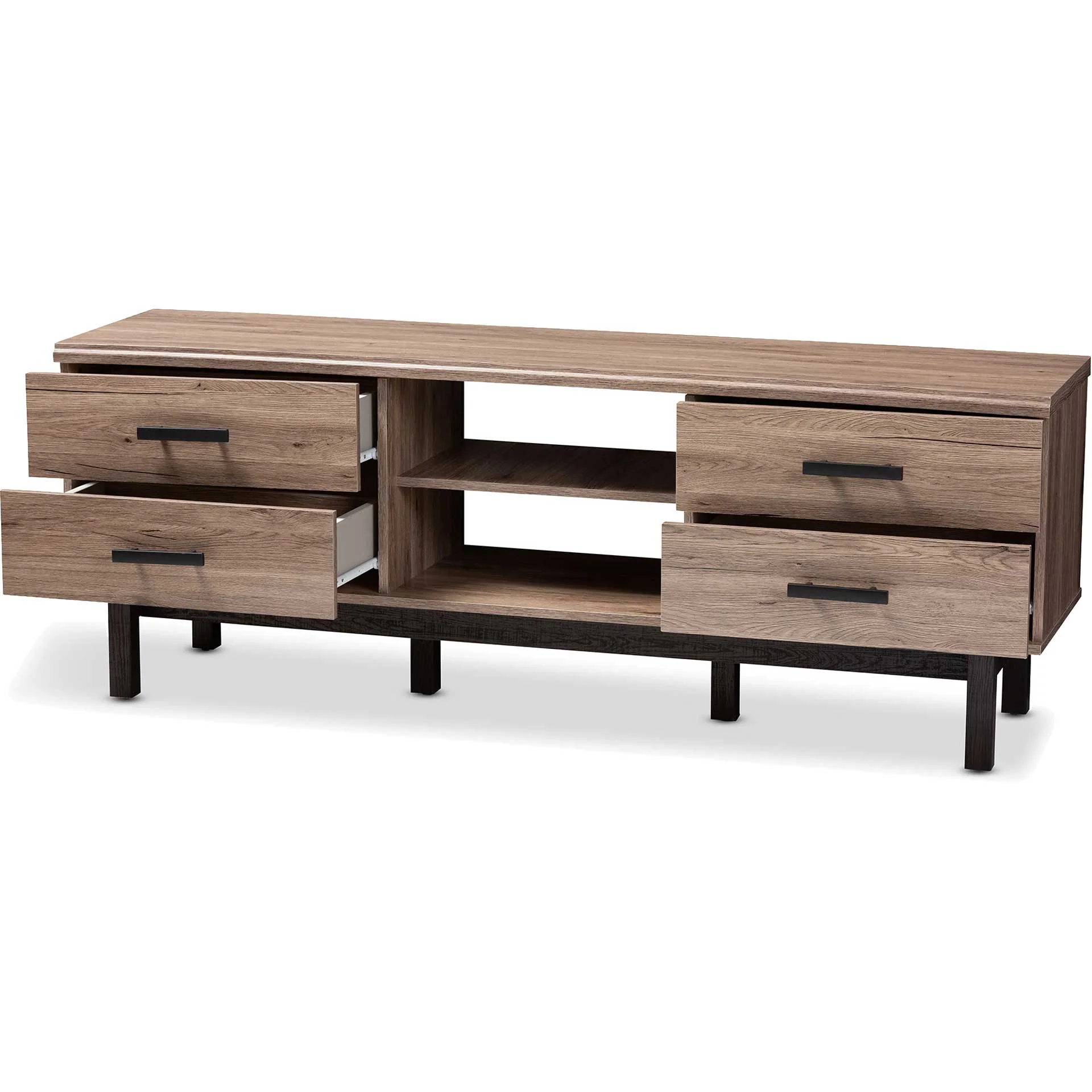 Ariel 4-Drawer TV Stand Oak/Black - Image 4