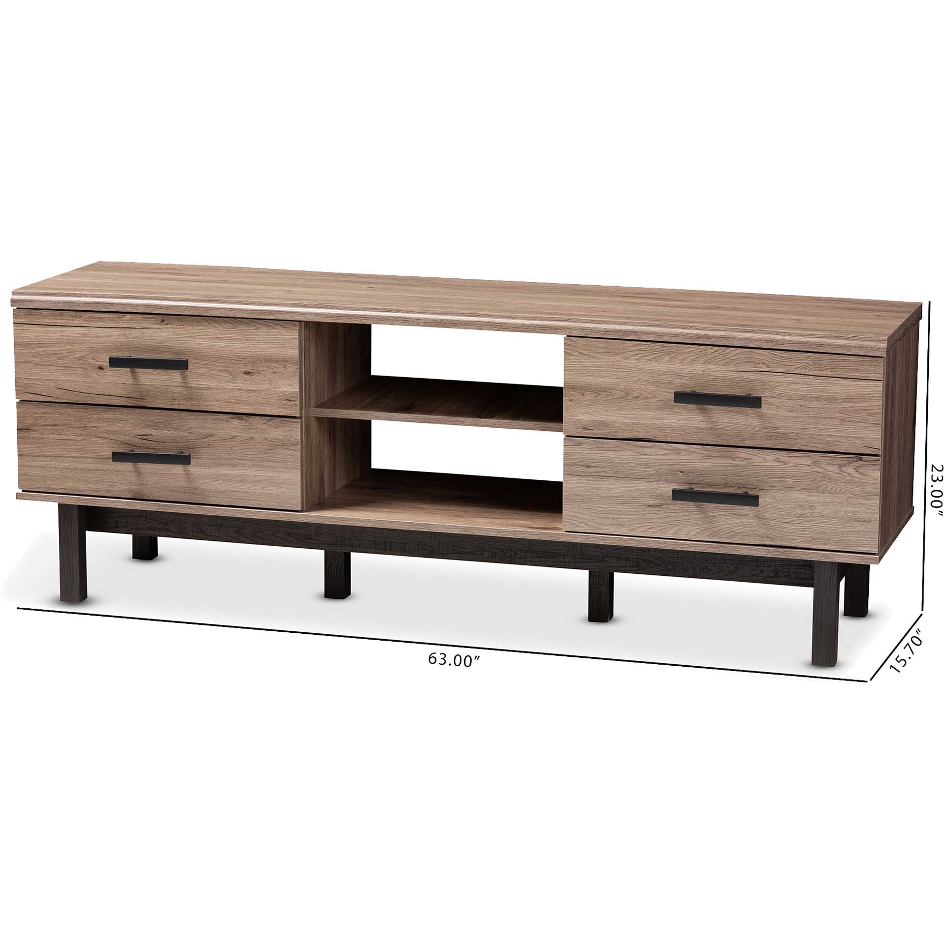 Ariel 4-Drawer TV Stand Oak/Black - Image 7