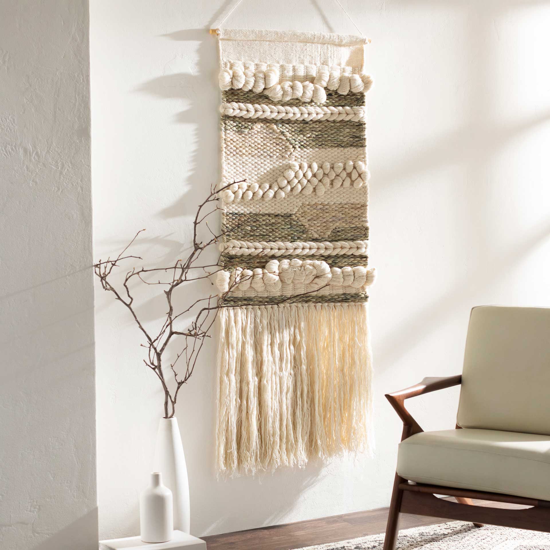 Ariyah Wall Hanging Cream/Olive/Teal - Image 2