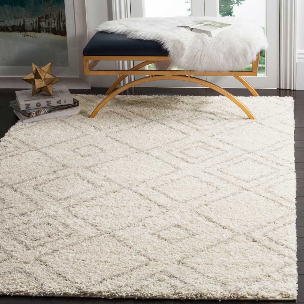 Arizona Shag Diamond Ivory/Beige Area Rug - Image 4