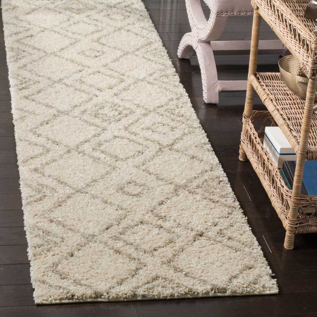 Arizona Shag Diamond Ivory/Beige Runner Rug - Image 2
