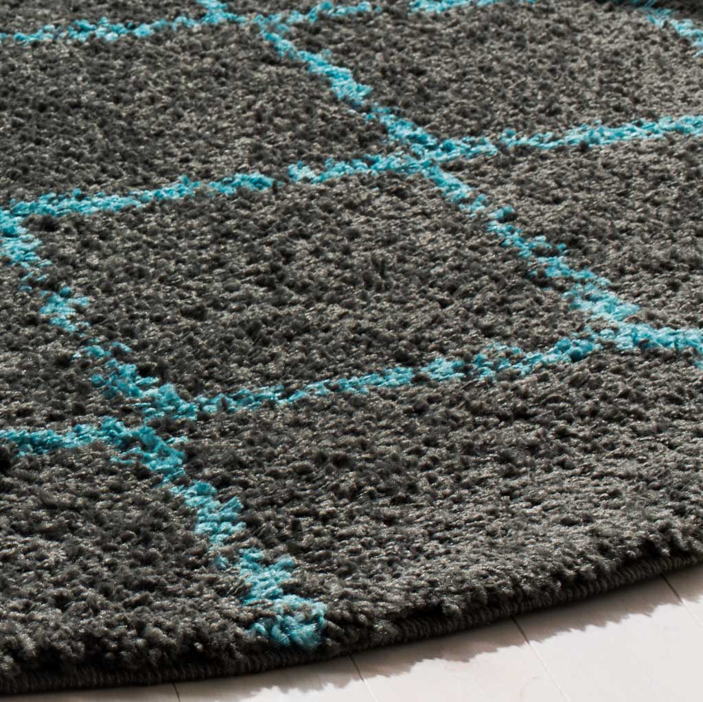 Arizona Shag Gray/Turquoise Round Rug - Image 2