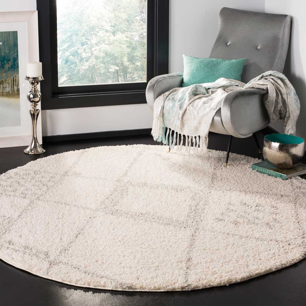 Arizona Shag Ivory/Gray Round Rug - Image 3