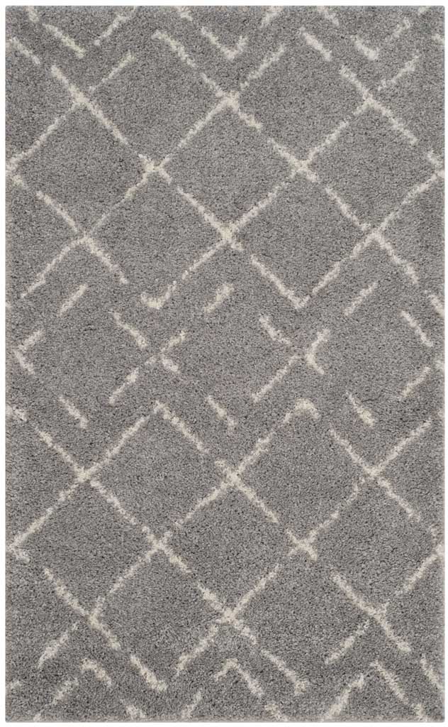 Arizona Shag Lattice Gray/Ivory Area Rug - Image 3