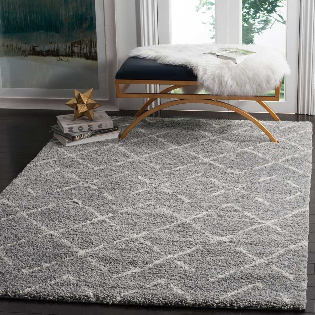Arizona Shag Lattice Gray/Ivory Area Rug - Image 6