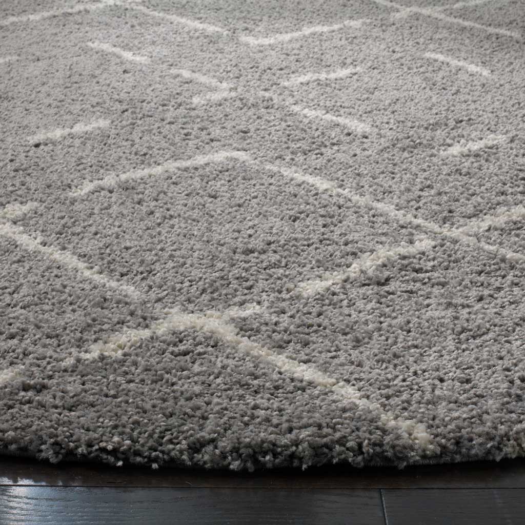Arizona Shag Lattice Gray/Ivory Round Rug - Image 2