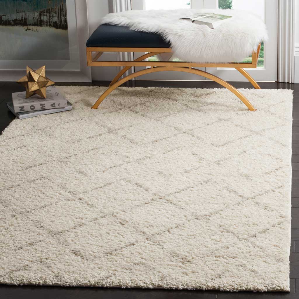 Arizona Shag Lattice Ivory/Beige Area Rug - Image 7