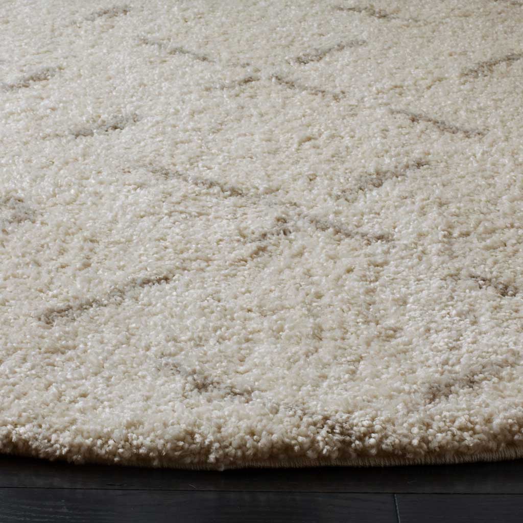 Arizona Shag Lattice Ivory/Beige Round Rug - Image 2