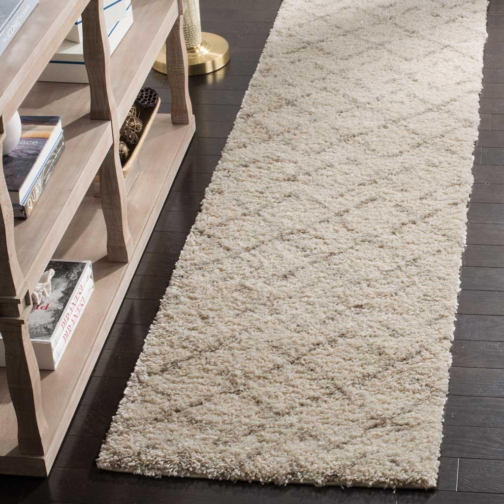 Arizona Shag Lattice Ivory/Beige Runner Rug - Image 2