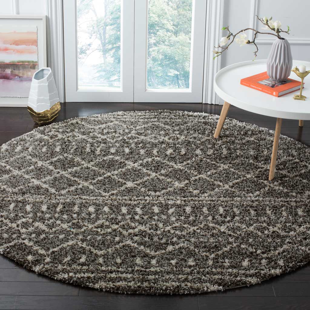 Arizona Shag Tribal Brown/Ivory Round Rug - Image 3
