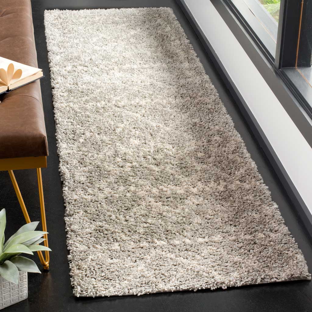 Arizona Shag Tribal Gray/Ivory Runner Rug - Image 2