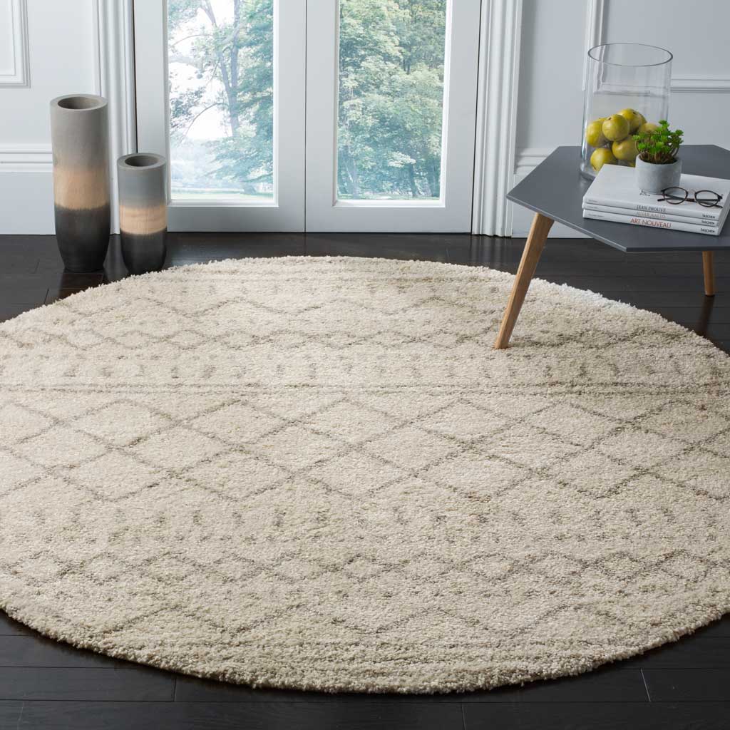 Arizona Shag Tribal Ivory/Beige Round Rug - Image 3