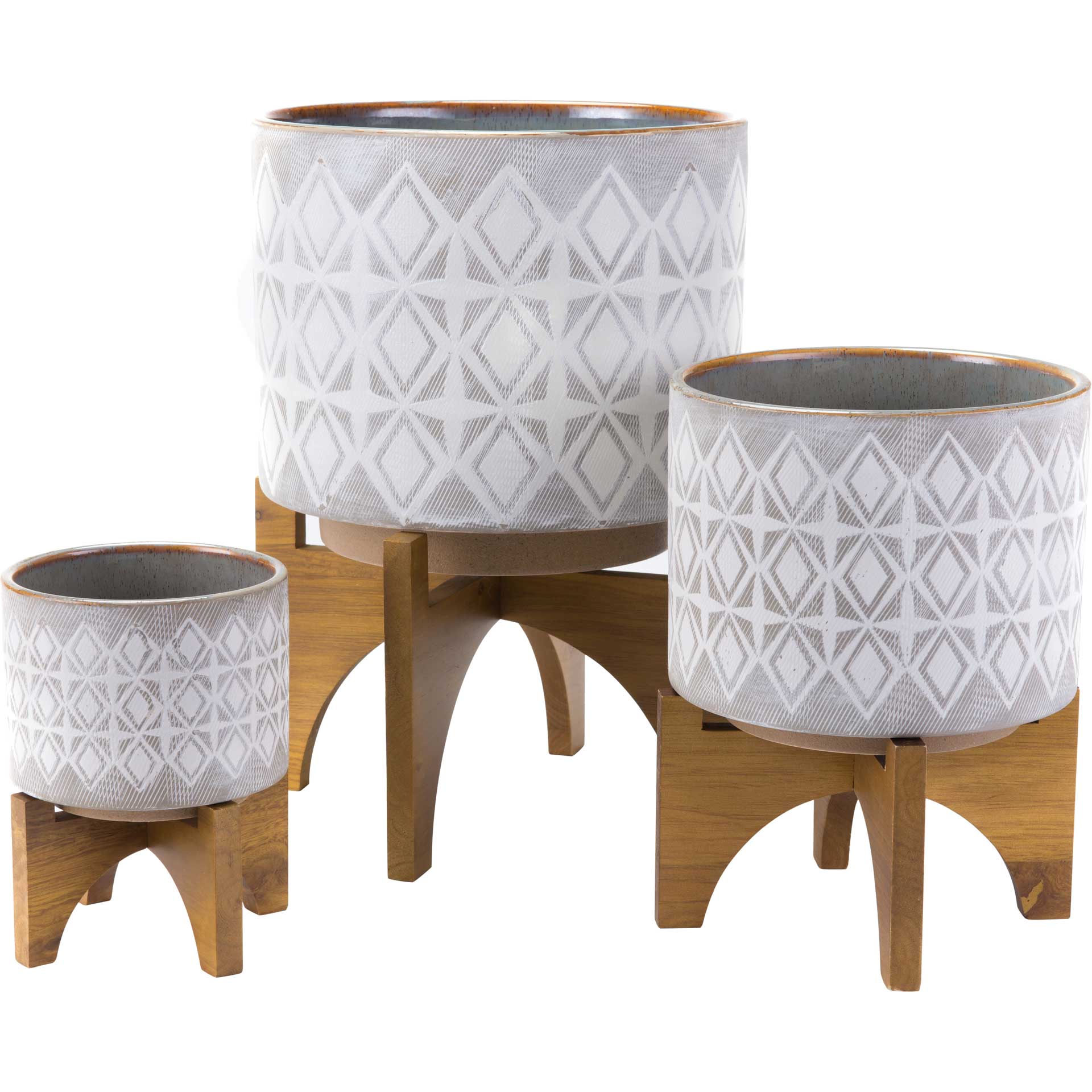 Arizona Wood Base Planter Gray/White - Image 7