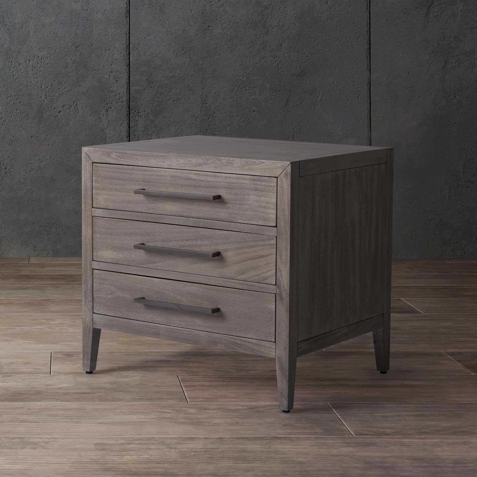 Arleana 3 Drawer Wood Nightstand Light Gray - Image 4