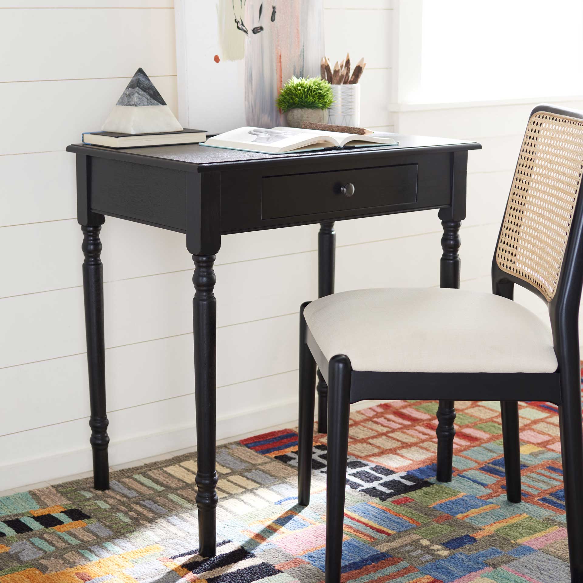 Arlette 1 Drawer Desk Black - Image 4