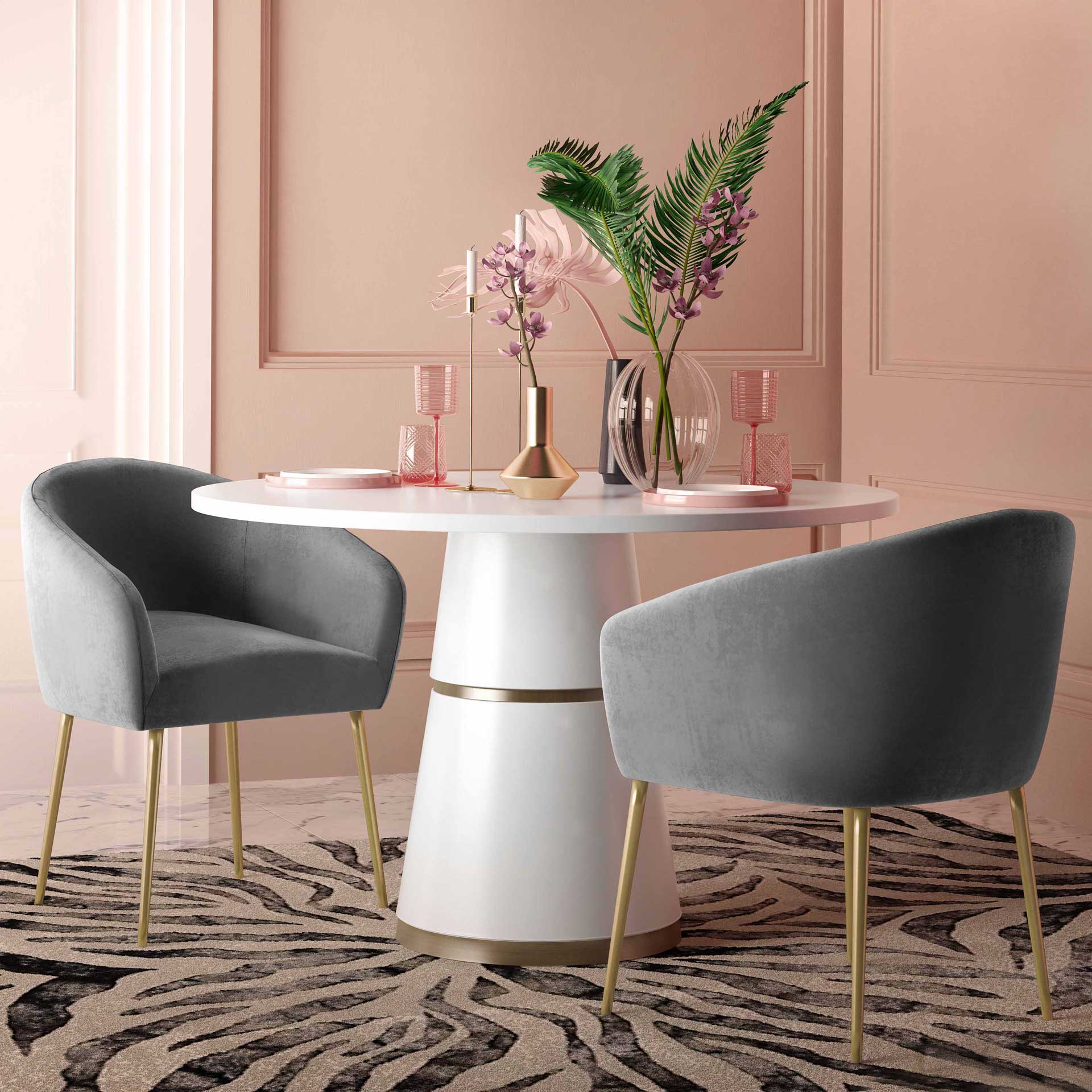 Arlette Velvet Dining Chair Gray - Image 7