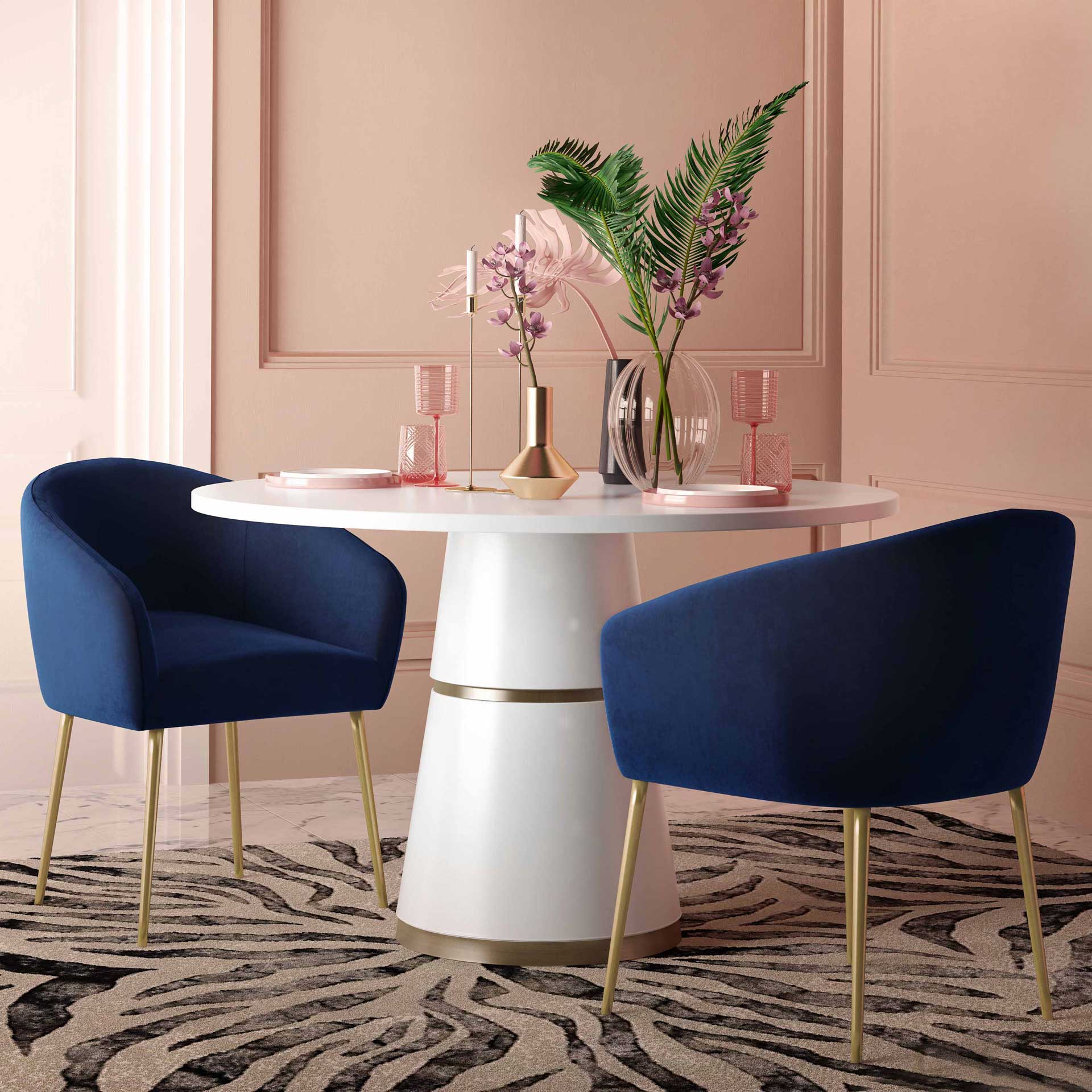 Arlette Velvet Dining Chair Navy - Image 7