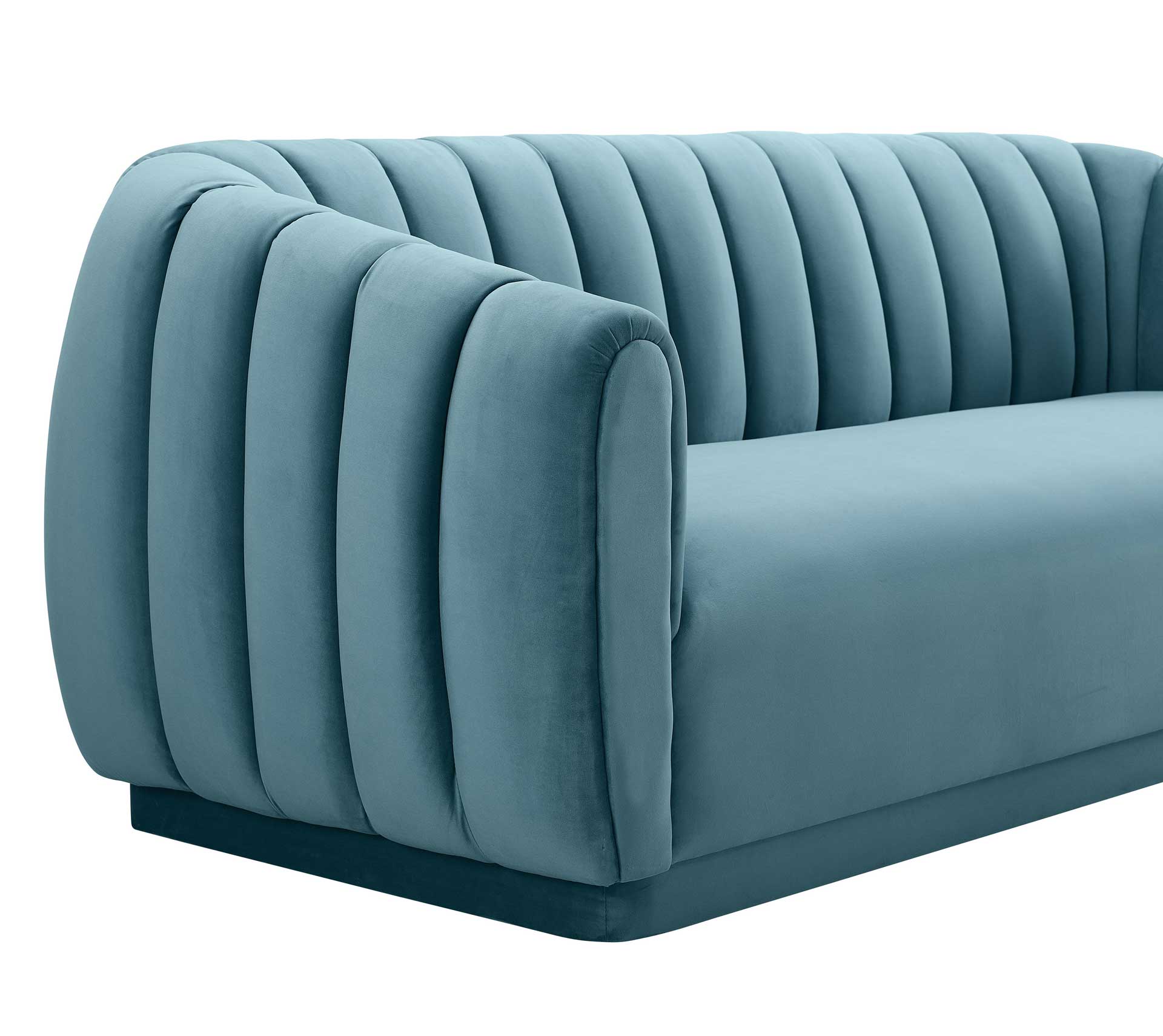 Arnold Velvet Sofa Sea Blue - Image 4